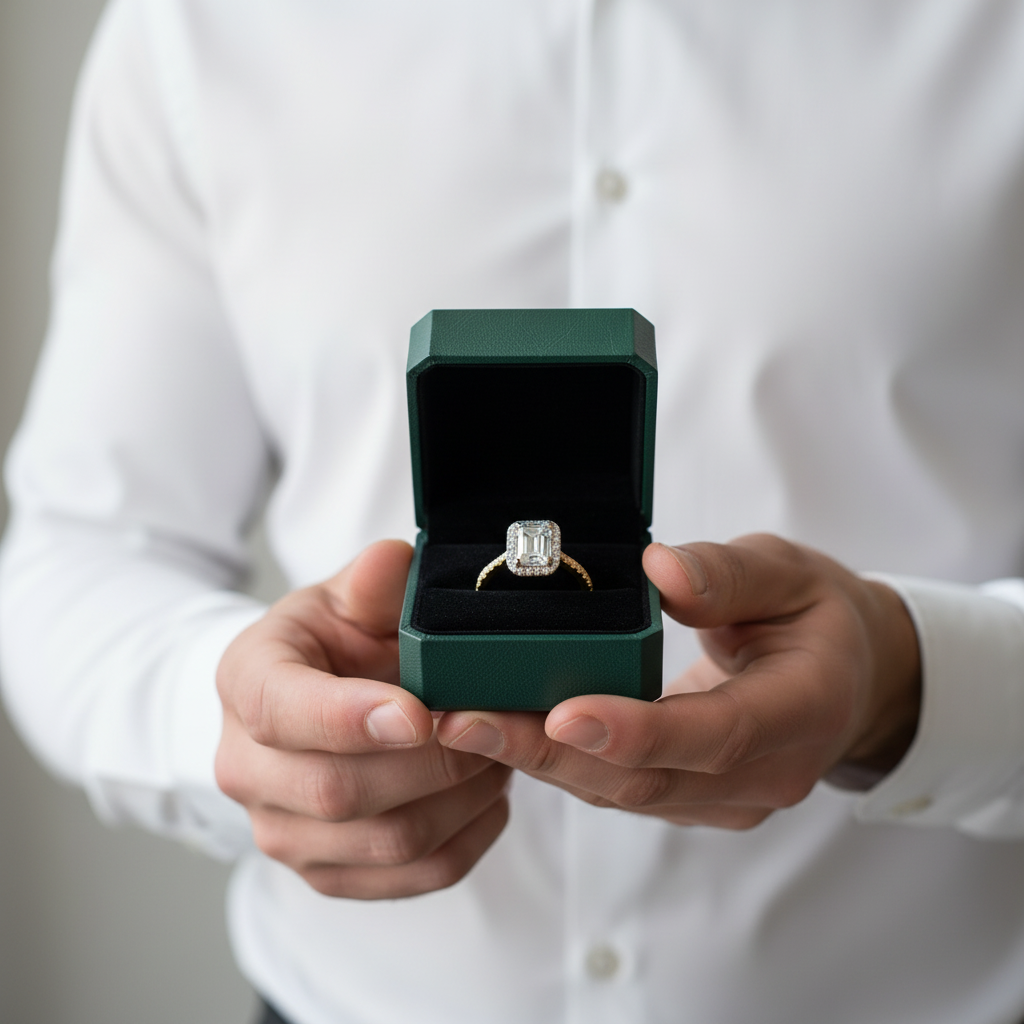 2.50 ct Emerald Cut Diamond Option Two Tone 14k Gold Engagement Ring - Evani Naomi Jewelry