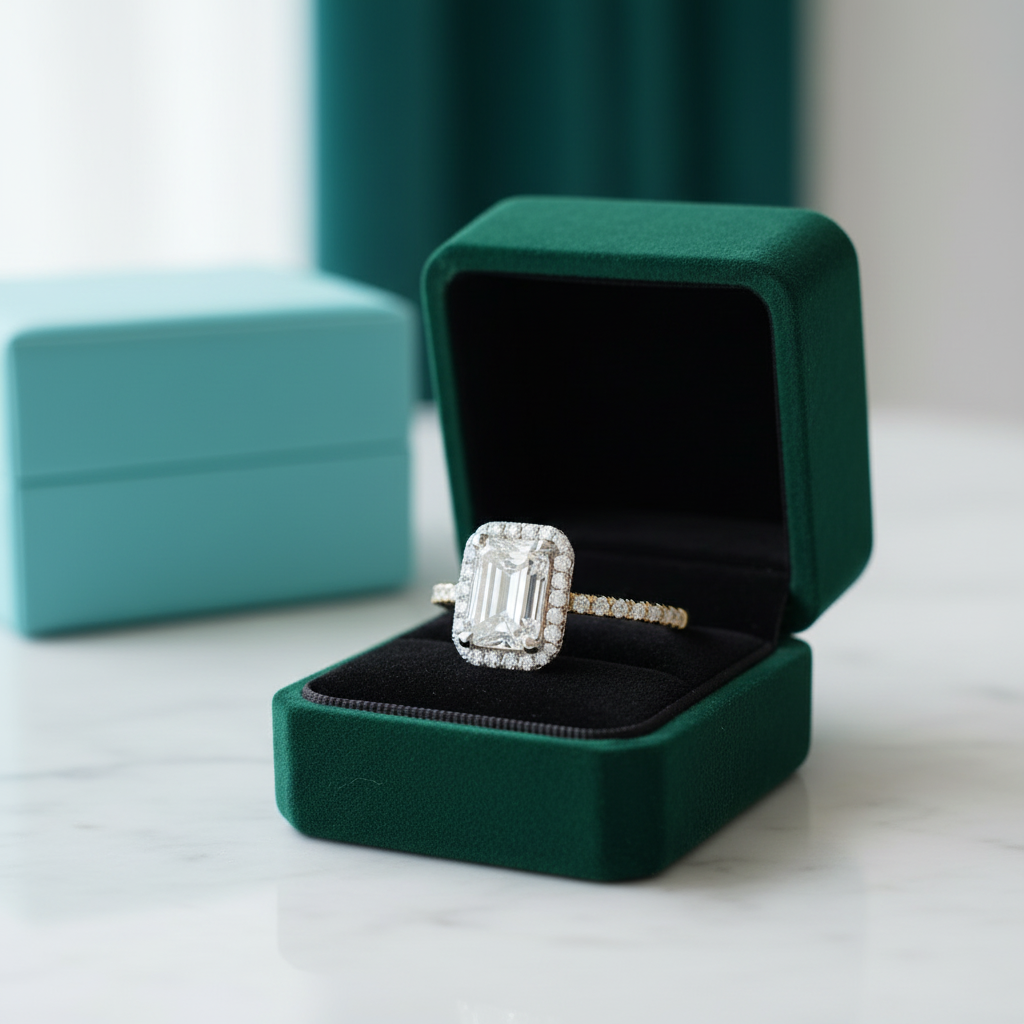 2.50 ct Emerald Cut Diamond Option Two Tone 14k Gold Engagement Ring - Evani Naomi Jewelry