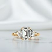 2.50 ct Emerald Cut Three Diamond Option Engagement Ring - Evani Naomi Jewelry