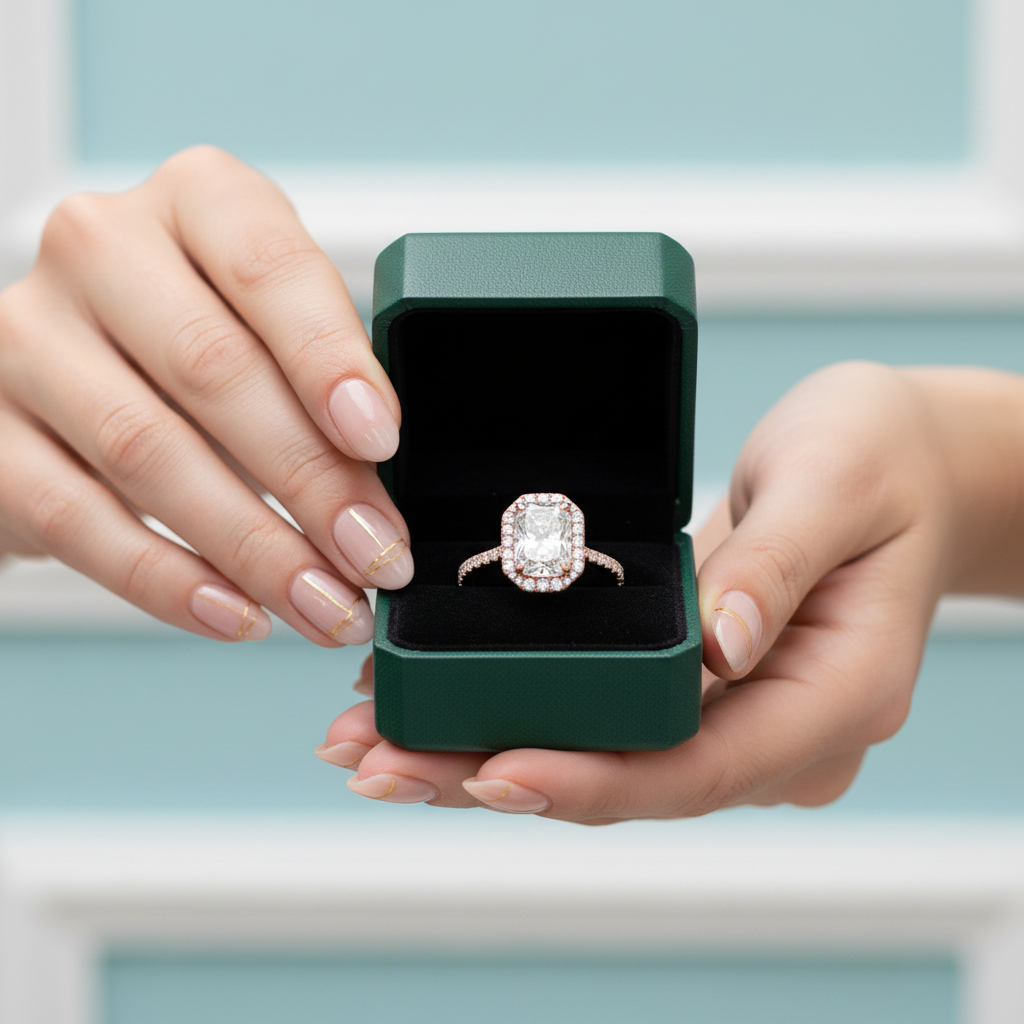 2.50 ct Halo Radiant Cut Diamond Option Engagement Ring - Evani Naomi Jewelry