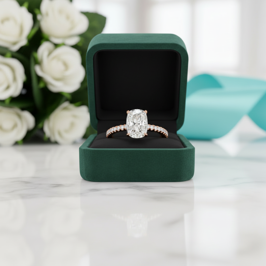 2.50 ct Old Mine Cut Diamond Option 14K Rose Gold Engagement Ring - Evani Naomi Jewelry