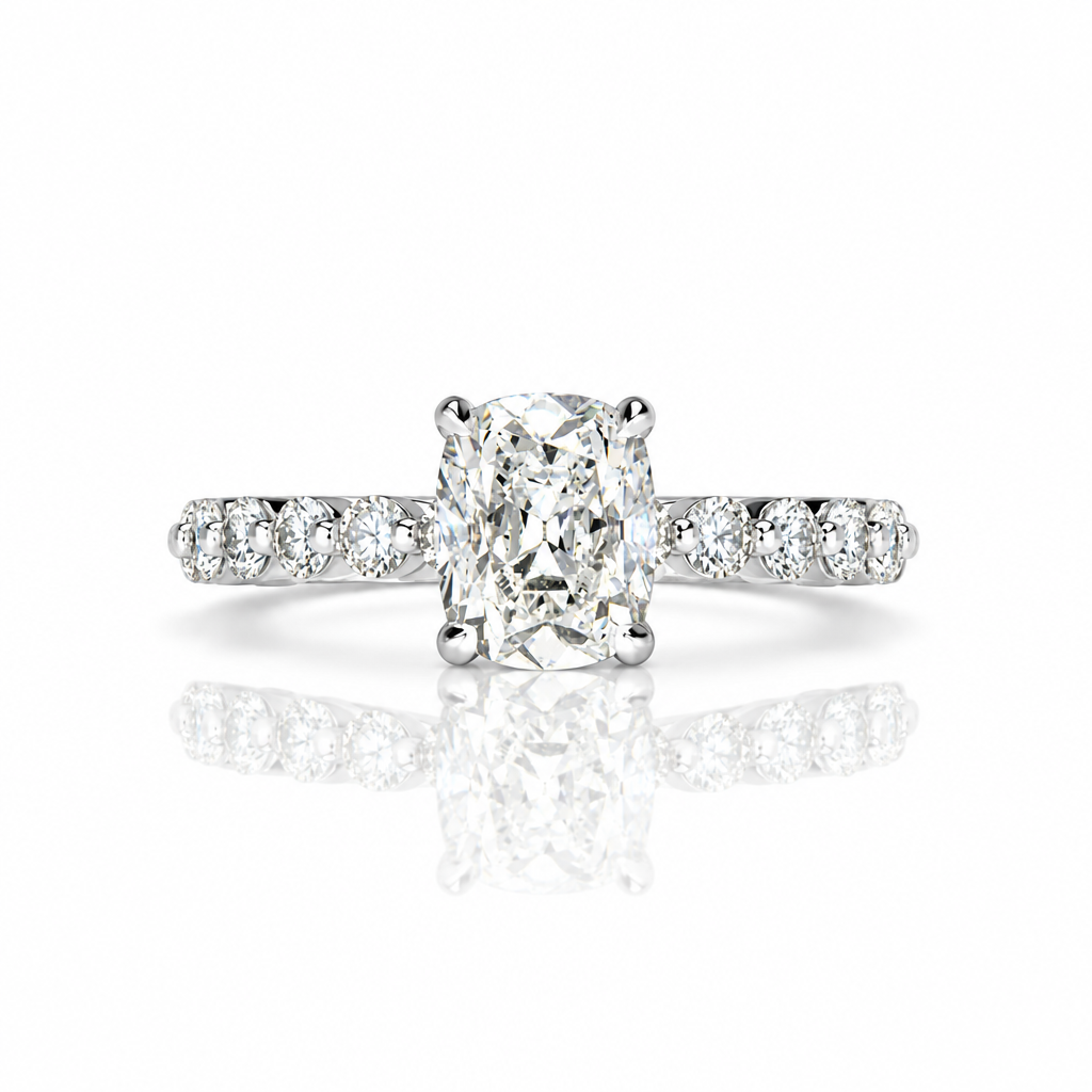 2.50 ct Old Mine Cut Diamond Option 14k White Gold Engagement Ring