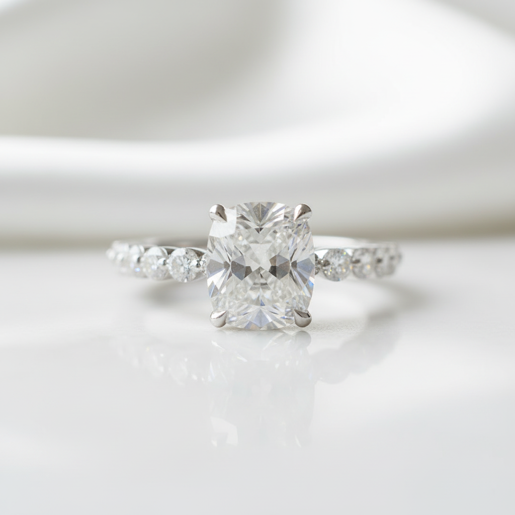 2.50 ct Old Mine Cut Diamond Option 14k White Gold Engagement Ring - Evani Naomi Jewelry