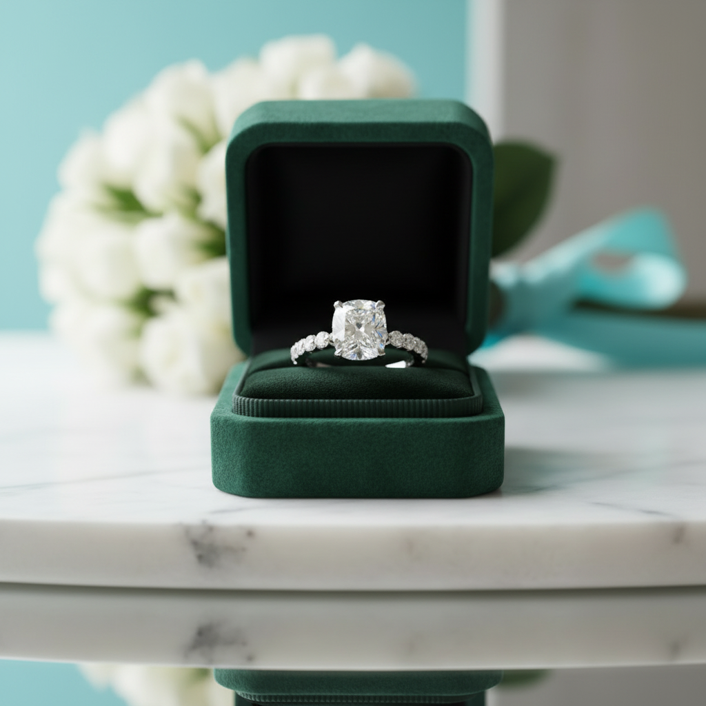 2.50 ct Old Mine Cut Diamond Option 14k White Gold Engagement Ring - Evani Naomi Jewelry