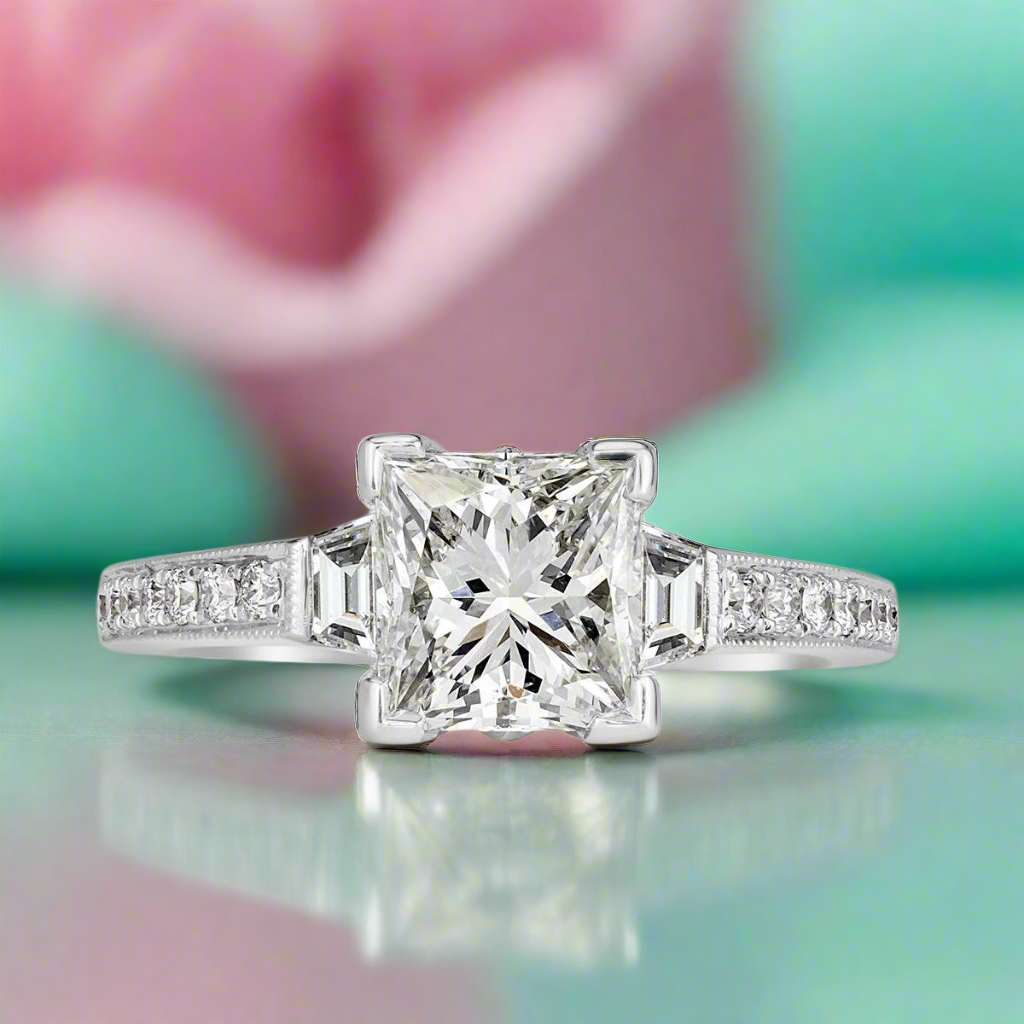 2.50 ct Princess Cut Diamond Engagement Ring-Evani Naomi Jewelry