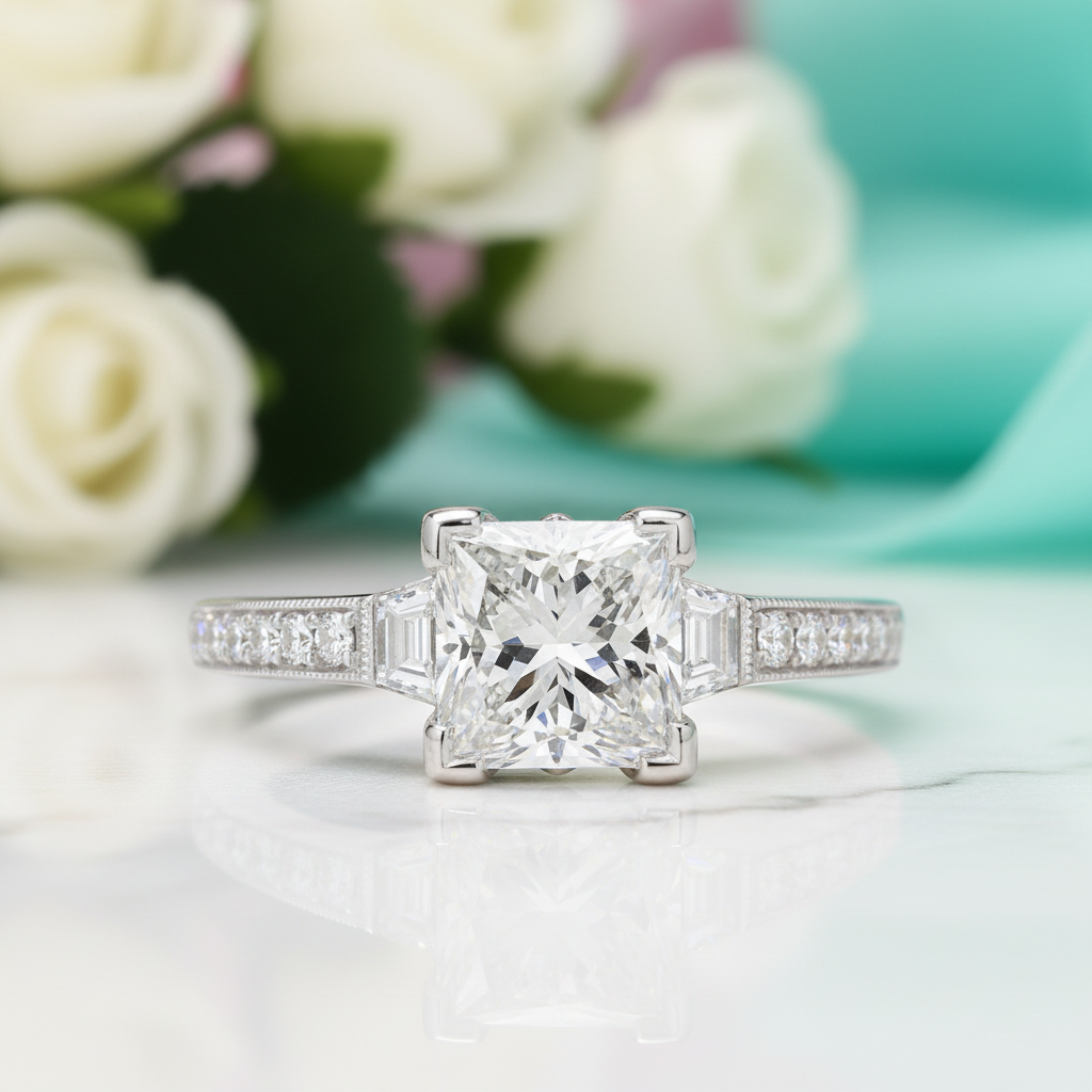 2.50 ct Princess Cut Diamond Engagement Ring-Evani Jewelry