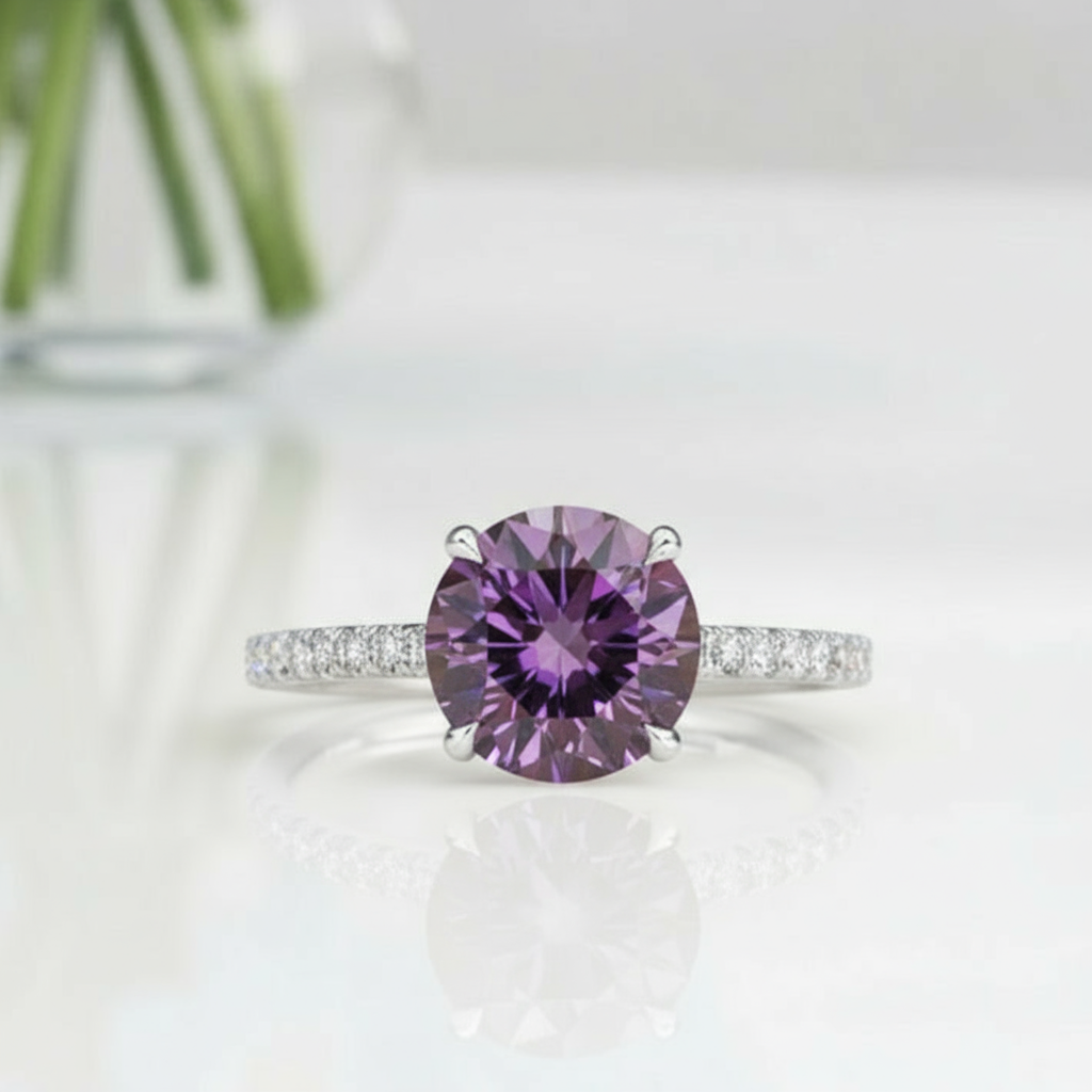 2.50 ct Round Brilliant Cut Alexandrite Engagement Ring-Evani Jewelry
