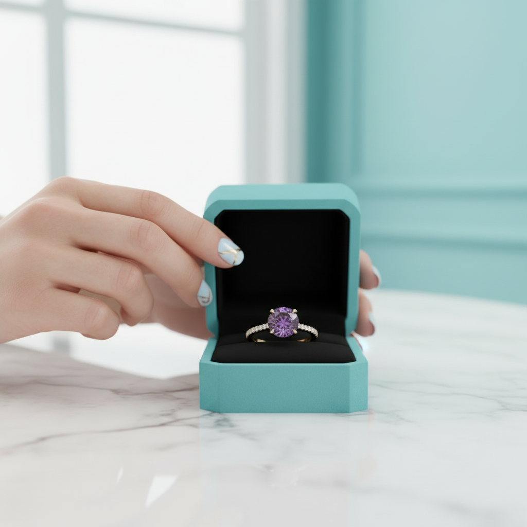 2.50 ct Round Brilliant Cut Alexandrite Engagement Ring-Evani Jewelry