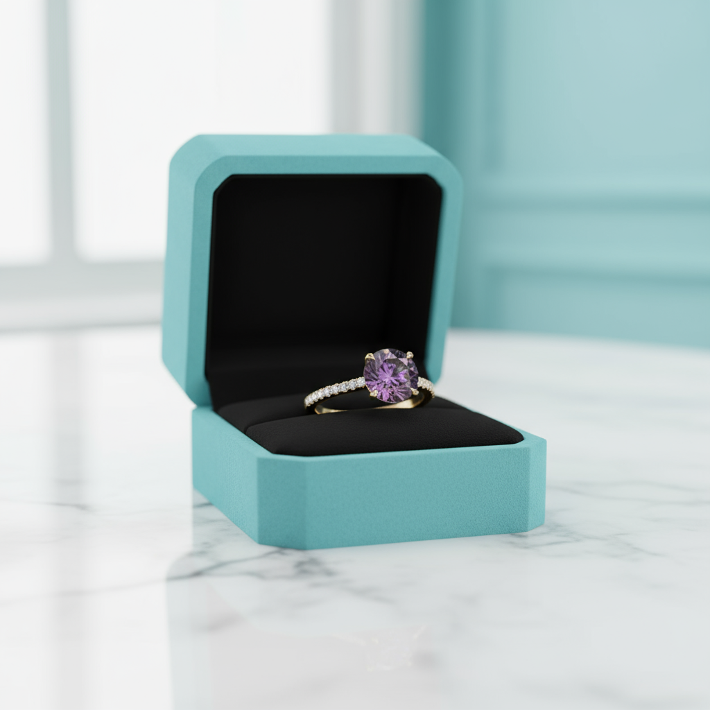 2.50 ct Round Brilliant Cut Alexandrite Engagement Ring-Evani Jewelry