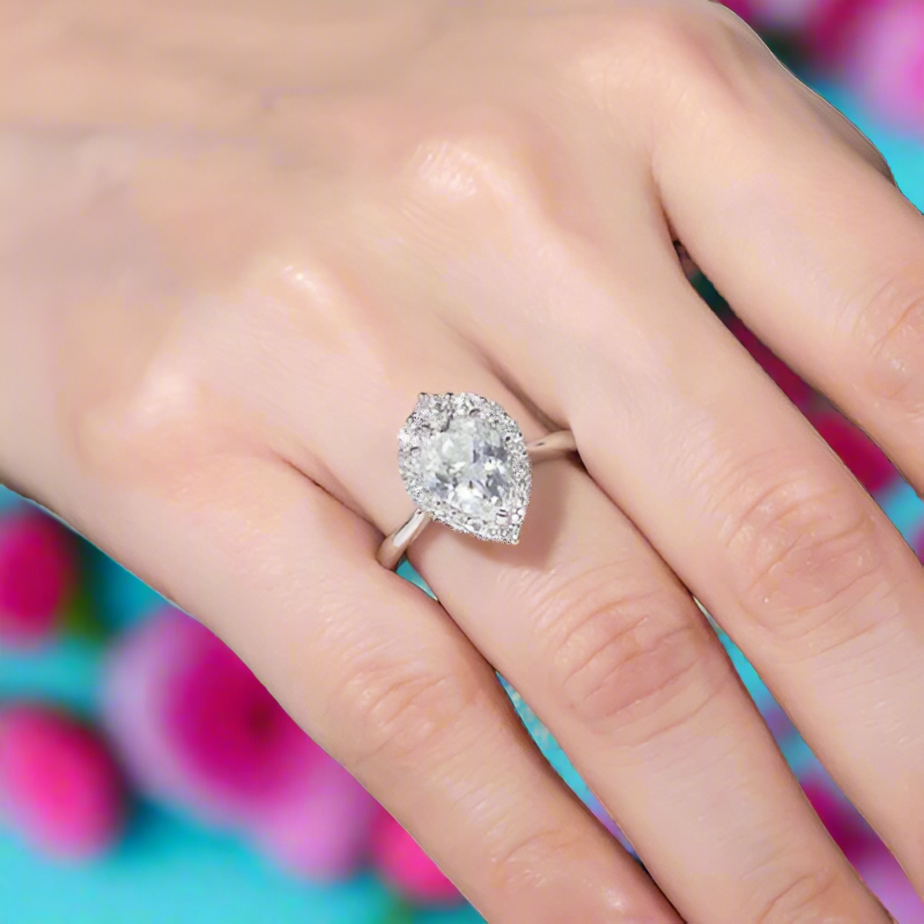 2.6 Ct Pear Cut Diamond Engagement Ring-Evani Jewelry