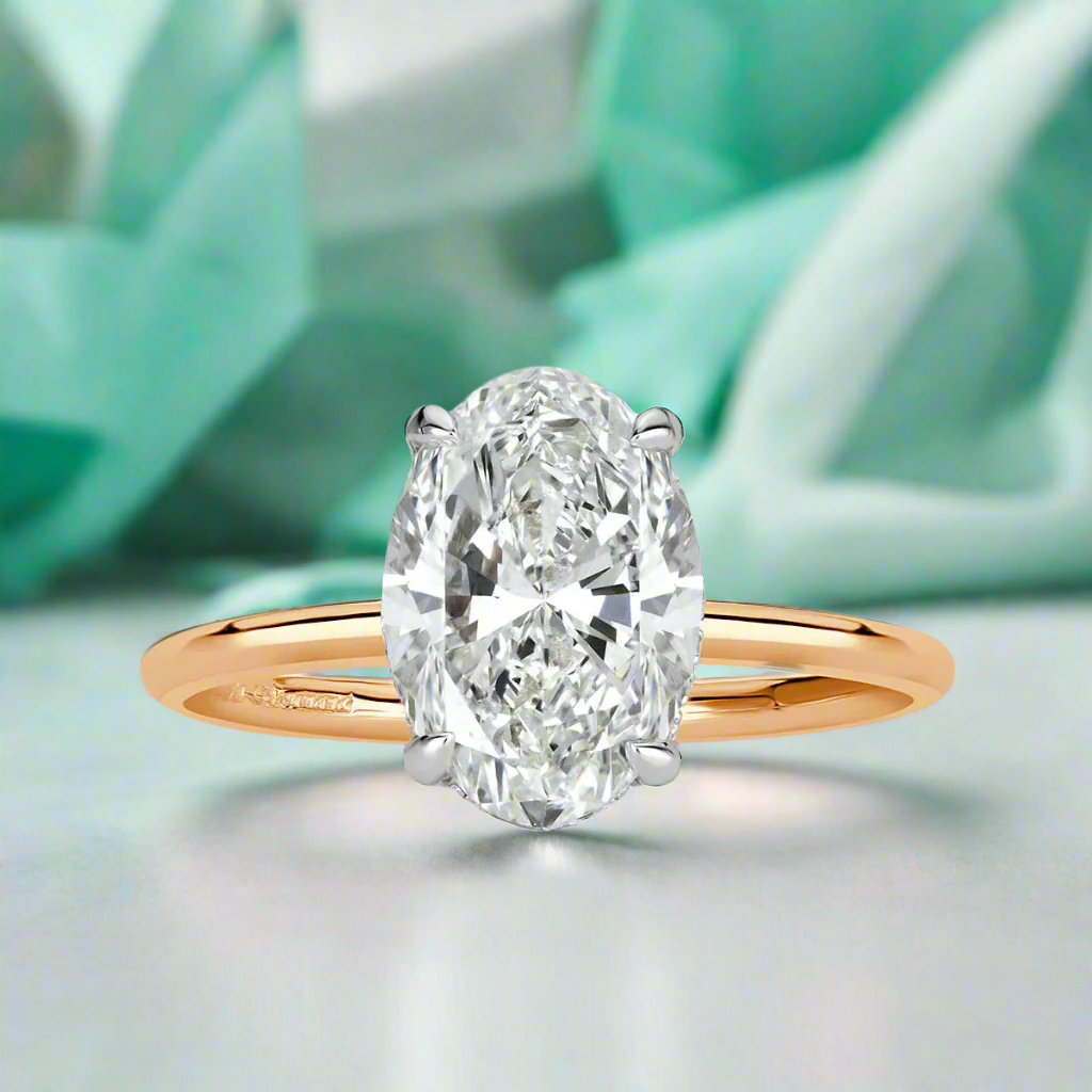 2.60 ct Oval Cut Diamond Two Tone 14k Gold Engagement Ring-Evani Naomi Jewelry