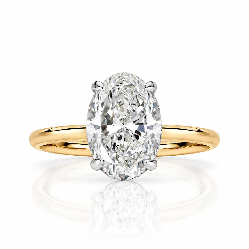 2.60 ct Oval Cut Diamond Two Tone 14k Gold Engagement Ring-Evani Jewelry