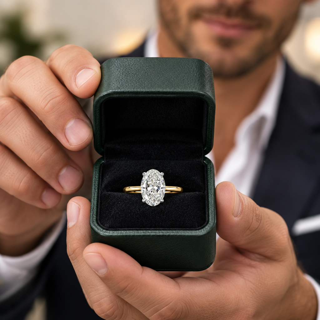 2.60 ct Oval Cut Diamond Option Two Tone 14k Gold Engagement Ring - Evani Naomi Jewelry