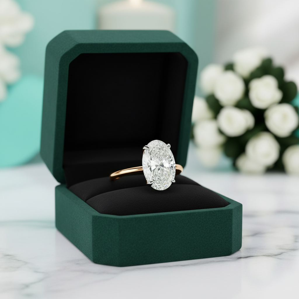 2.60 ct Oval Cut Diamond Option Two Tone 14k Gold Engagement Ring - Evani Naomi Jewelry