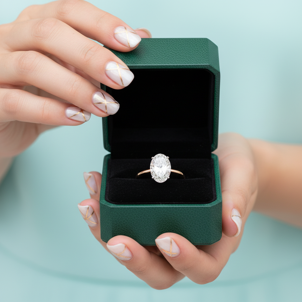 2.60 ct Oval Cut Diamond Option Two Tone 14k Gold Engagement Ring - Evani Naomi Jewelry