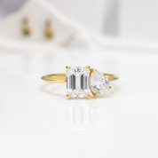 2.8 Ctw Emerald & Pear Cut Diamond OptionEngagement Ring - Evani Naomi Jewelry