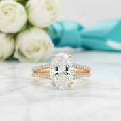 2.90 Ct Oval Cut Diamond Split Shank Engagement Ring