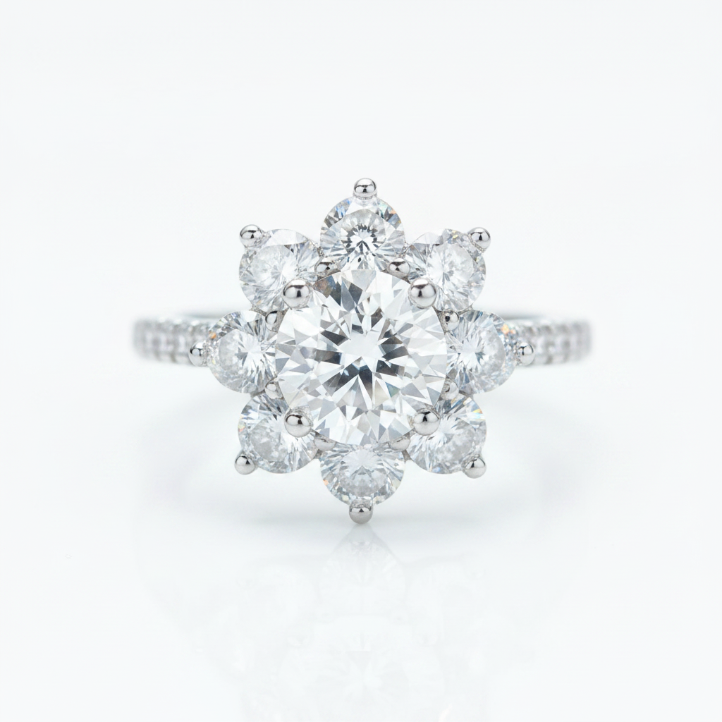 2ct 8mm Sun Flower Diamond OptionEngagement Ring - Evani Naomi Jewelry