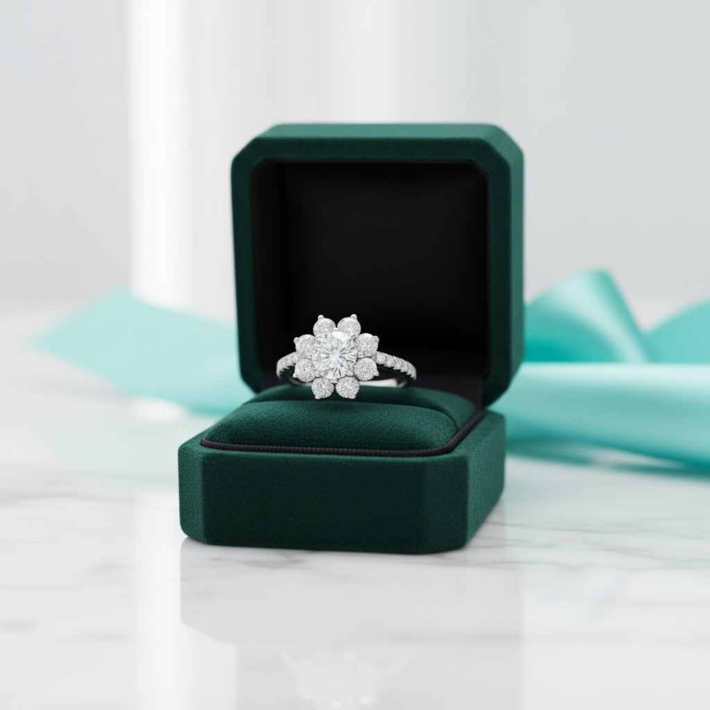 2ct 8mm Sun Flower Diamond OptionEngagement Ring - Evani Naomi Jewelry