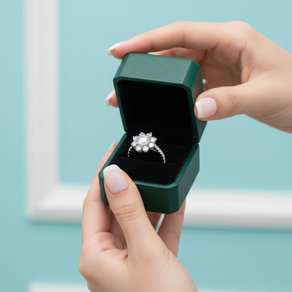 2ct 8mm Sun Flower Diamond Option Engagement Ring - Evani Naomi Jewelry