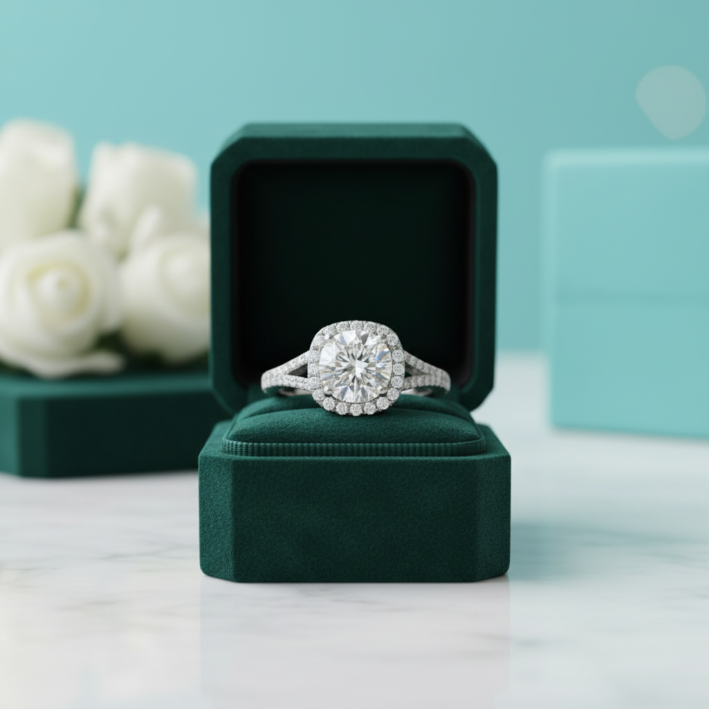 2ct D Color Round Diamond Option Engagement Ring - Evani Naomi Jewelry