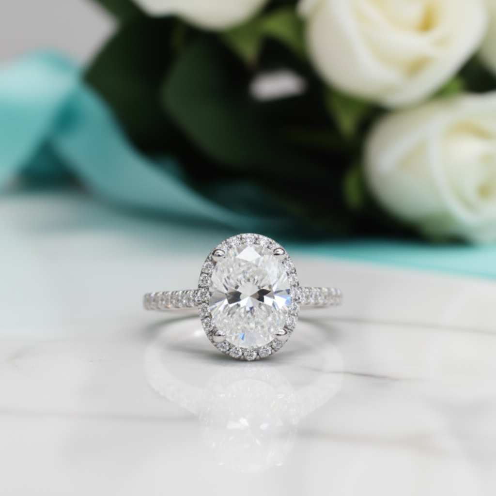 2ct Excellent Oval Cut Sparkling Diamond OptionEngagement Ring - Evani Naomi Jewelry