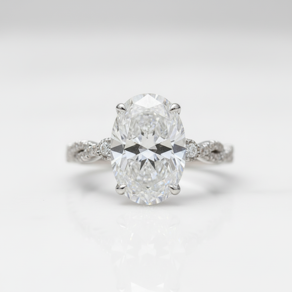 2ct Oval Cut Twisted Diamond Option Engagement Ring - Evani Naomi Jewelry