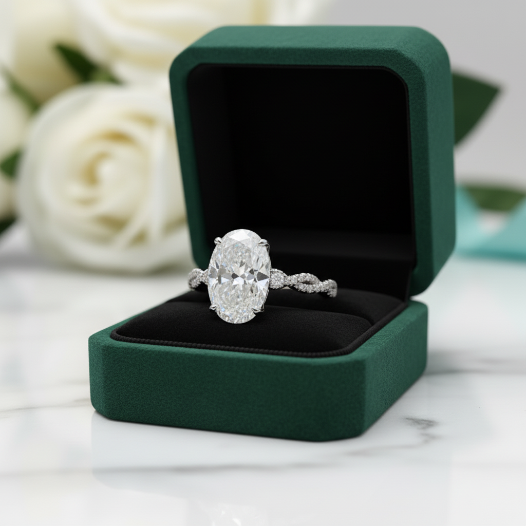 2ct Oval Cut Twisted Diamond Option Engagement Ring - Evani Naomi Jewelry