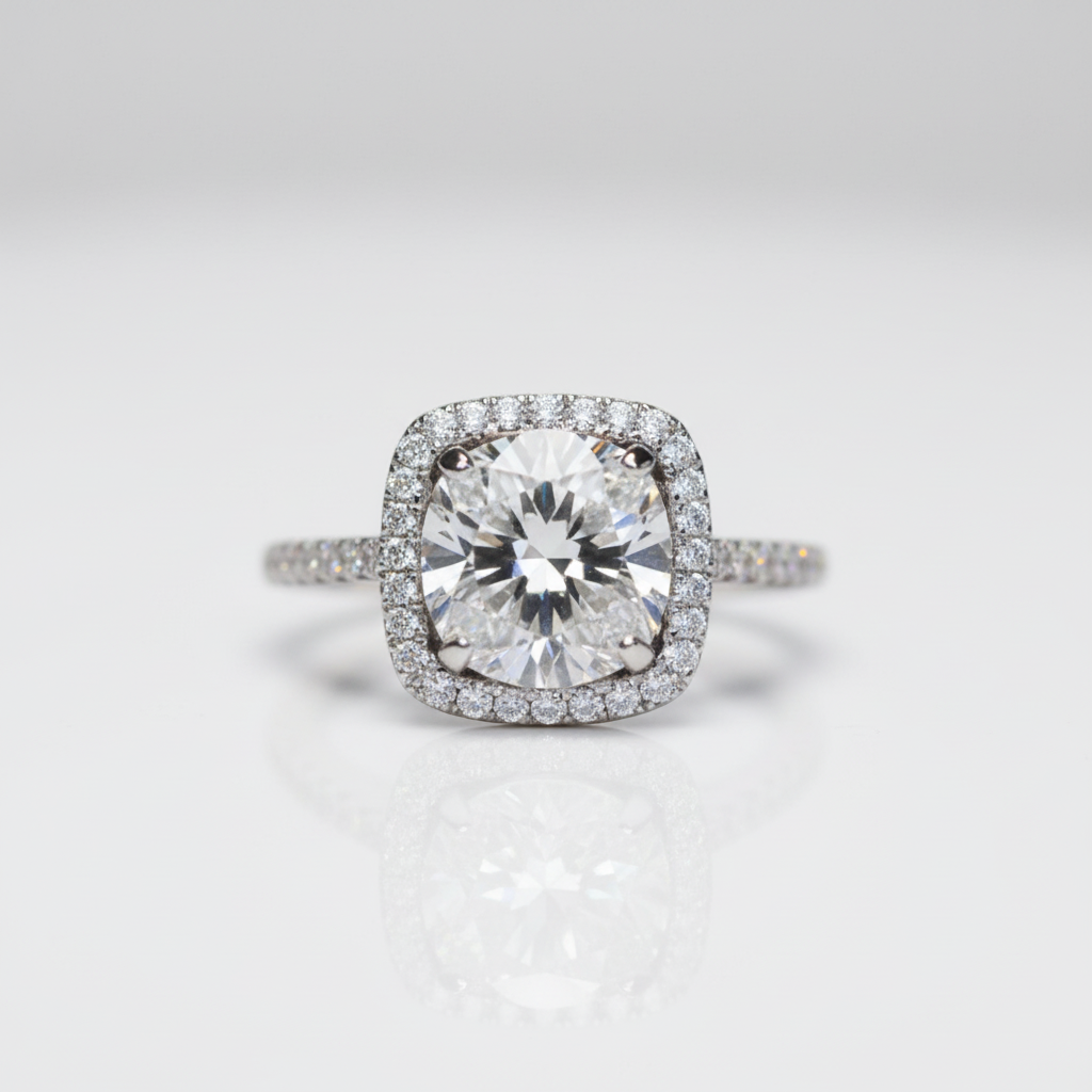 2ct Round Cut Diamond OptionHalo Engagement Ring - Evani Naomi Jewelry