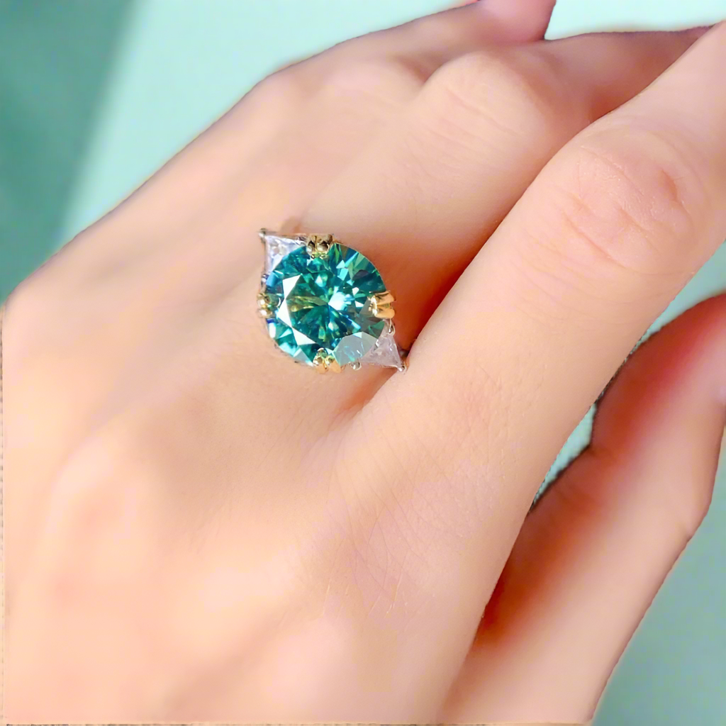 2ct Round Green Diamond Engagement Ring-Evani Naomi Jewelry