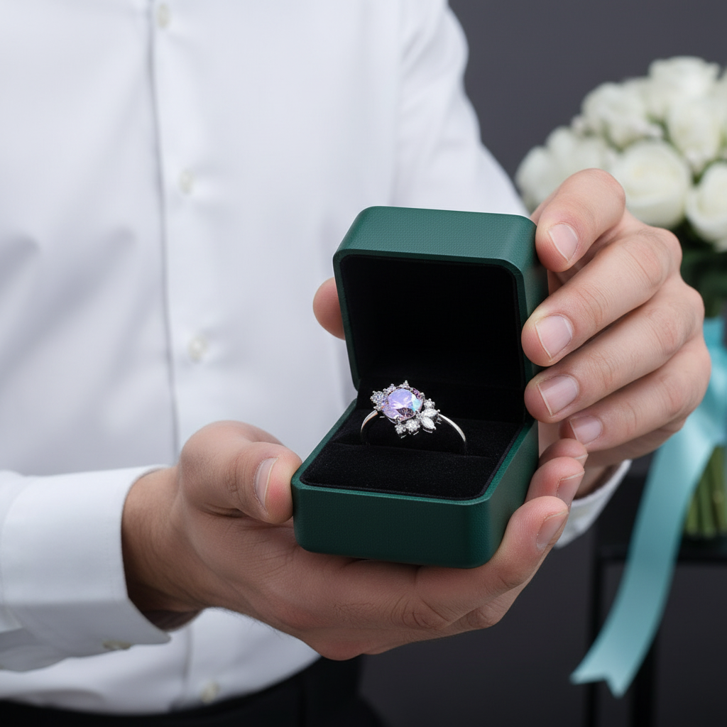 2ct VVS1 Round Cut Rainbow Diamond Option Engagement Ring - Evani Naomi Jewelry