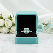 3.0 Ct Princess Cut Aquamarine Classic Solitaire Engagement Ring-Evani Jewelry