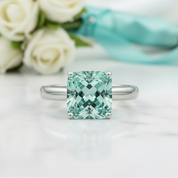 3.0 Ct Princess Cut Aquamarine Classic Solitaire Engagement Ring-Evani Jewelry