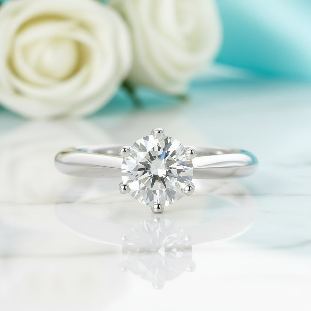 3.0 Ct Classic Round Cut Diamond Engagement Ring-Evani Jewelry