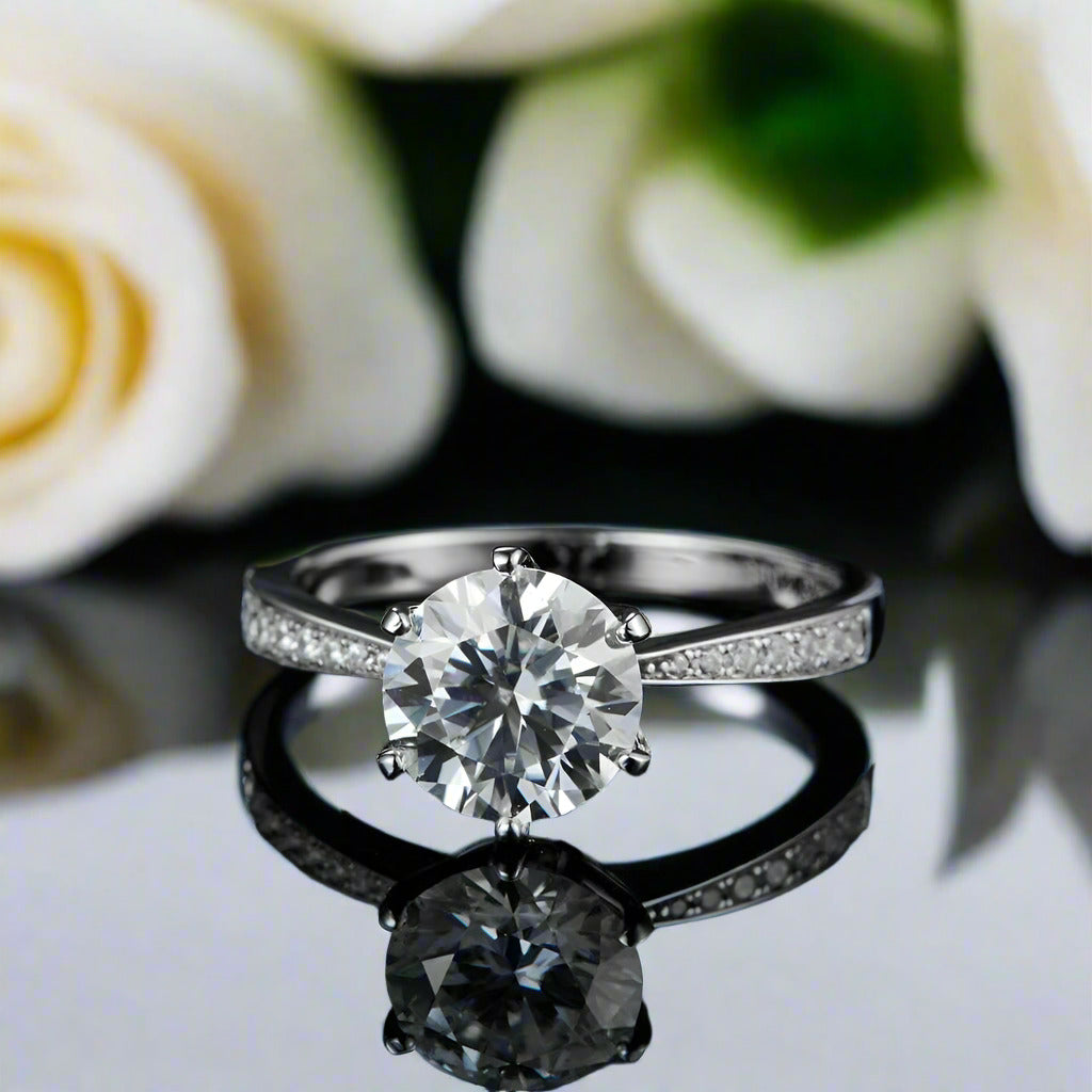 3.0 Ct Classic Style Round Cut Diamond Engagement Ring-Evani Jewelry