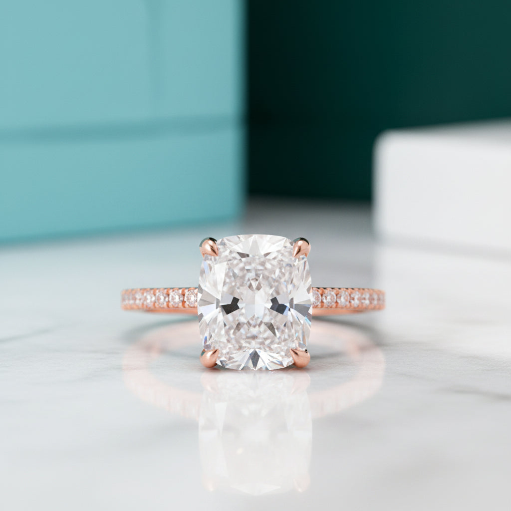 3.0 Ct Cushion Cut 14k Gold Engagement Ring-Evani Jewelry