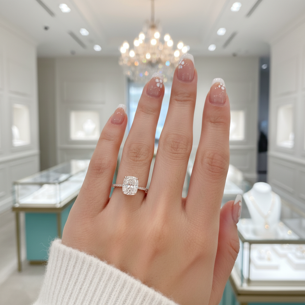 3.0 Ct Cushion Cut 14k Gold Engagement Ring-Evani Jewelry