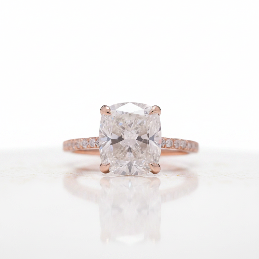 3.0 Ct Cushion Cut 14k Gold Engagement Ring