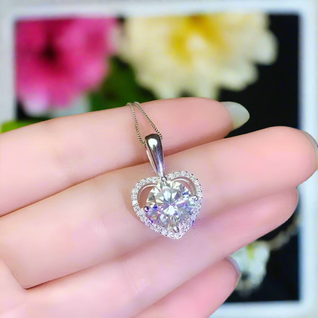 3.0 Ct Diamond Heart Shape Pendant Necklace-Evani Naomi Jewelry