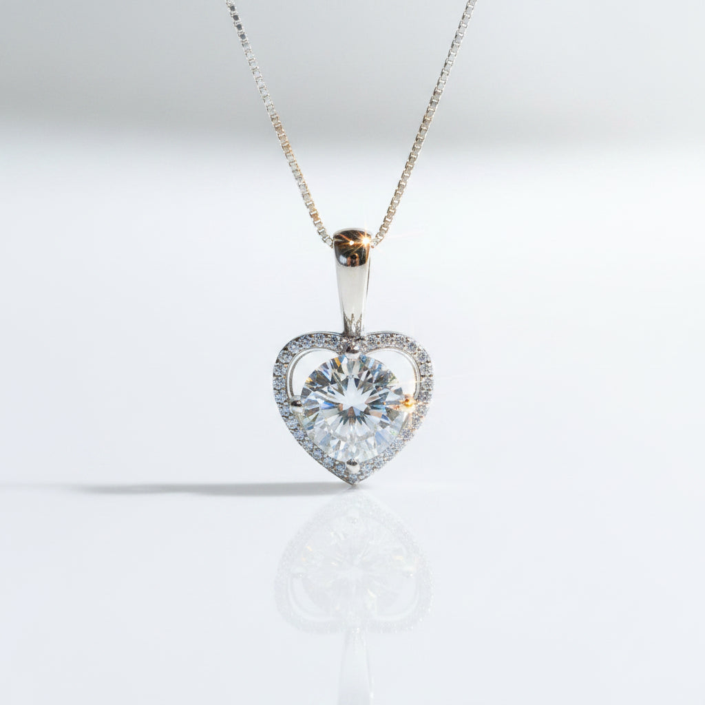 3.0 Ct Diamond Heart Shape Pendant Necklace-Evani Jewelry