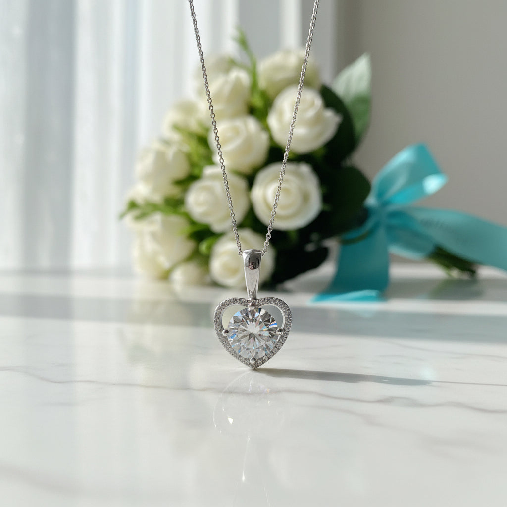 3.0 Ct Diamond Heart Shape Pendant Necklace-Evani Jewelry