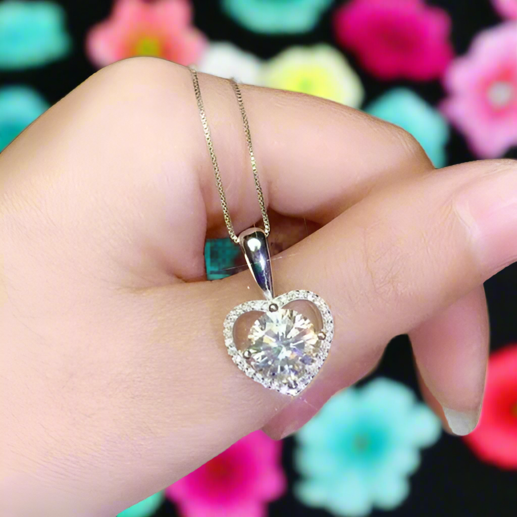 3.0 Ct Diamond Heart Shape Pendant Necklace-Evani Naomi Jewelry