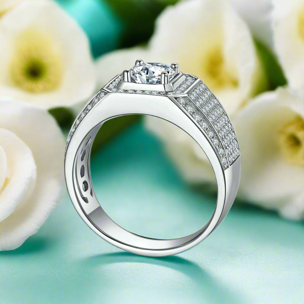 3.0 Ct Diamond Men's Ring in Pave Setting-Evani Jewelry