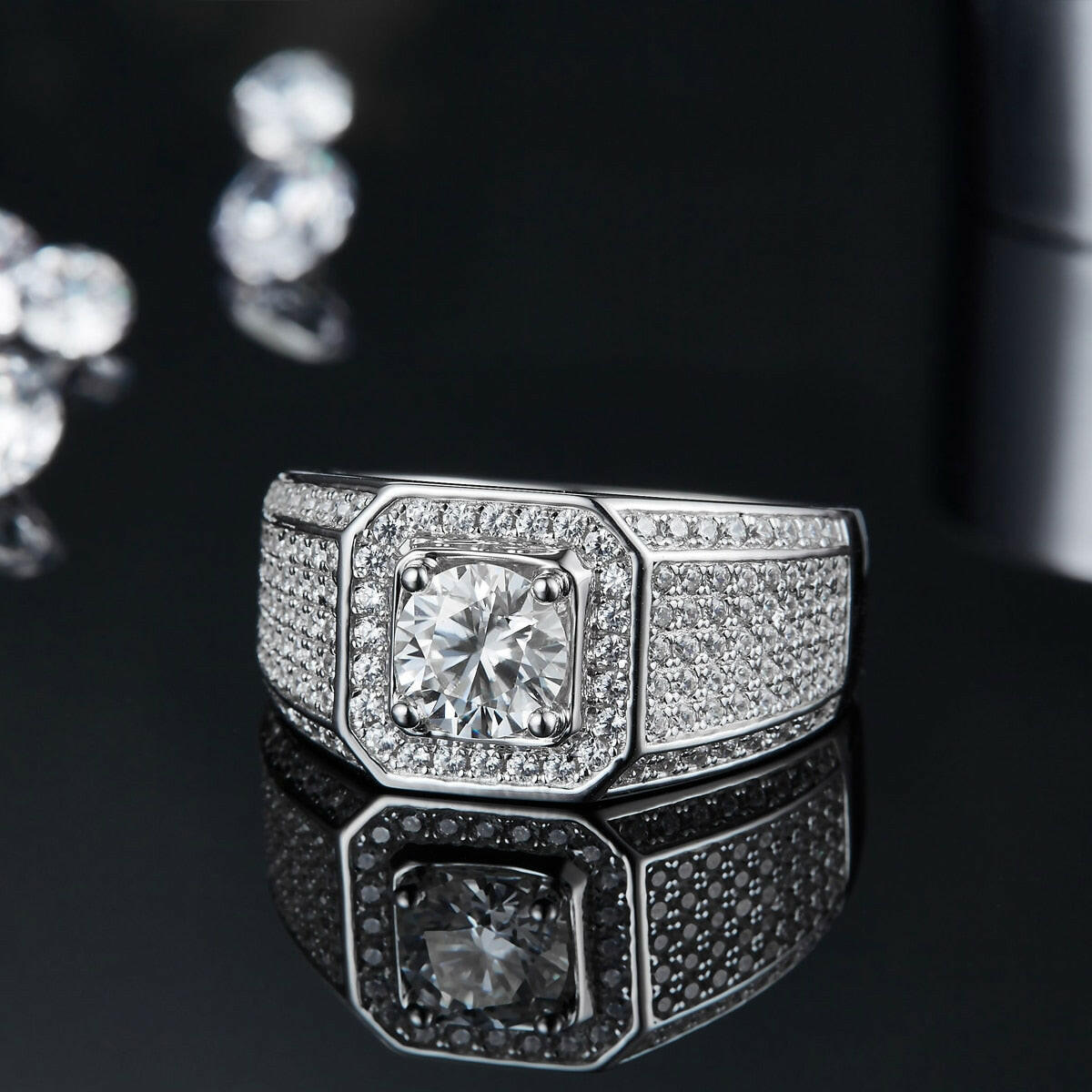 3.0 Ct Diamond Men's Ring in Pave Setting-Evani Naomi Jewelry