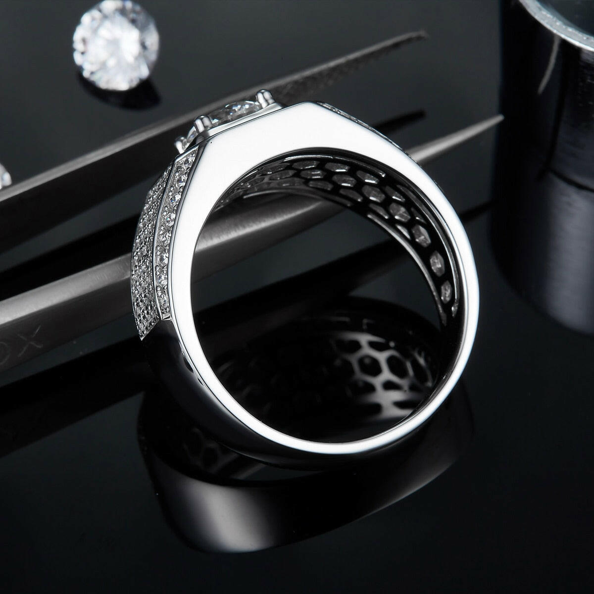 3.0 Ct Diamond Men's Ring in Pave Setting-Evani Naomi Jewelry