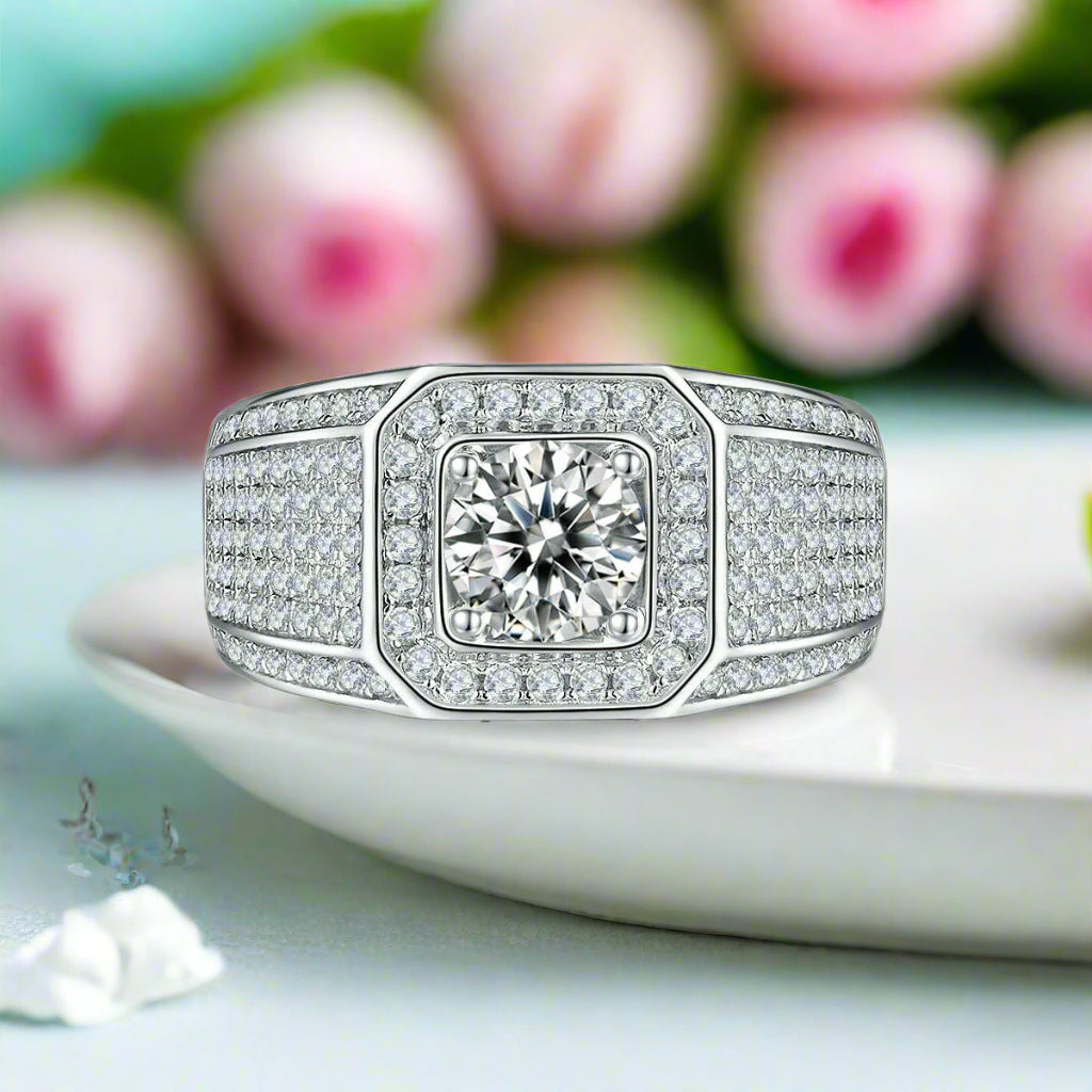 3.0 Ct Diamond Men's Ring in Pave Setting-Evani Naomi Jewelry