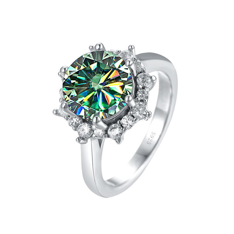 3.0 Ct Flower Shaped Peridot Birthstone Diamond Engagement Ring-Evani Jewelry