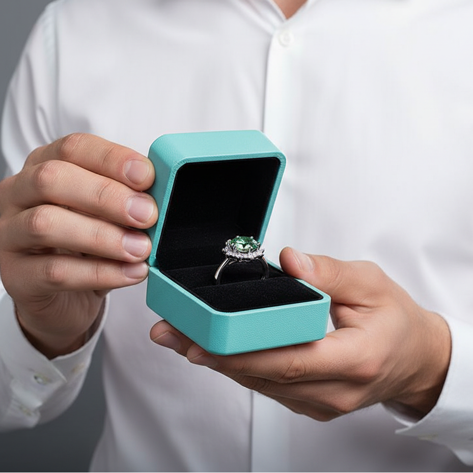 3.0 Ct Flower Shaped Peridot Birthstone Engagement Ring