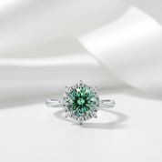 3.0 Ct Flower Shaped Peridot Birthstone Engagement Ring