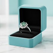 3.0 Ct Flower Shaped Peridot Engagement Ring-Evani Jewelry